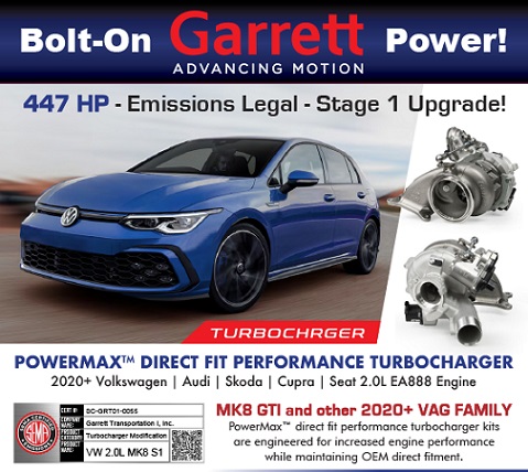 GARRETT PowerMAX Stage 1 447HP, MK8 GTI and others MY 2020+ VW Audi 2.0T EA888 Gen4 PN 917056-5002S