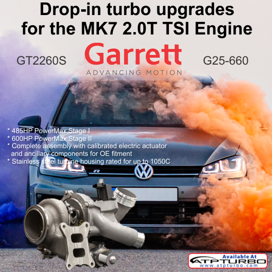Garrett builds two new drop-in turbo upgrades for the MK7 2.0T TSI Engine