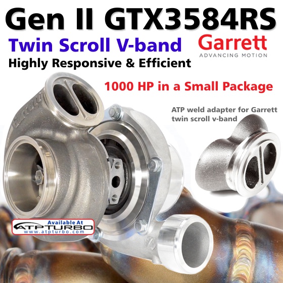 Garrett Gen II GTX3584RS with twin scroll v-band...Highly responsive and efficient!